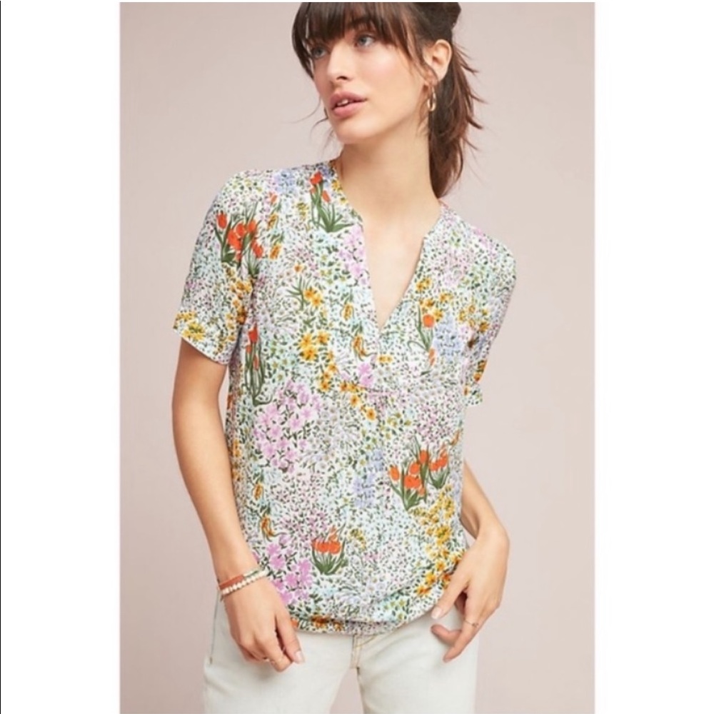 Anthropologie 52 Conversations Colloquial Wildflower Blouse